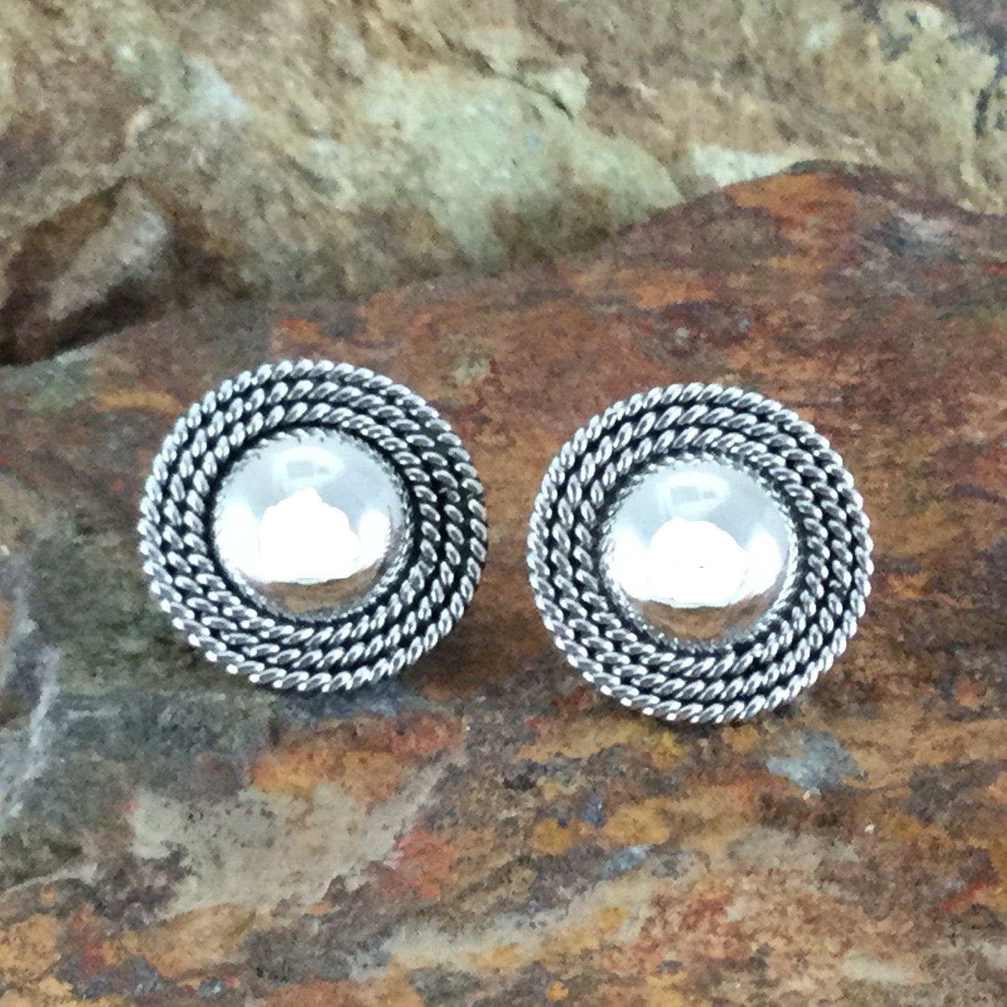 Traditional Sterling Silver Earrings by Artie Yellowhorse