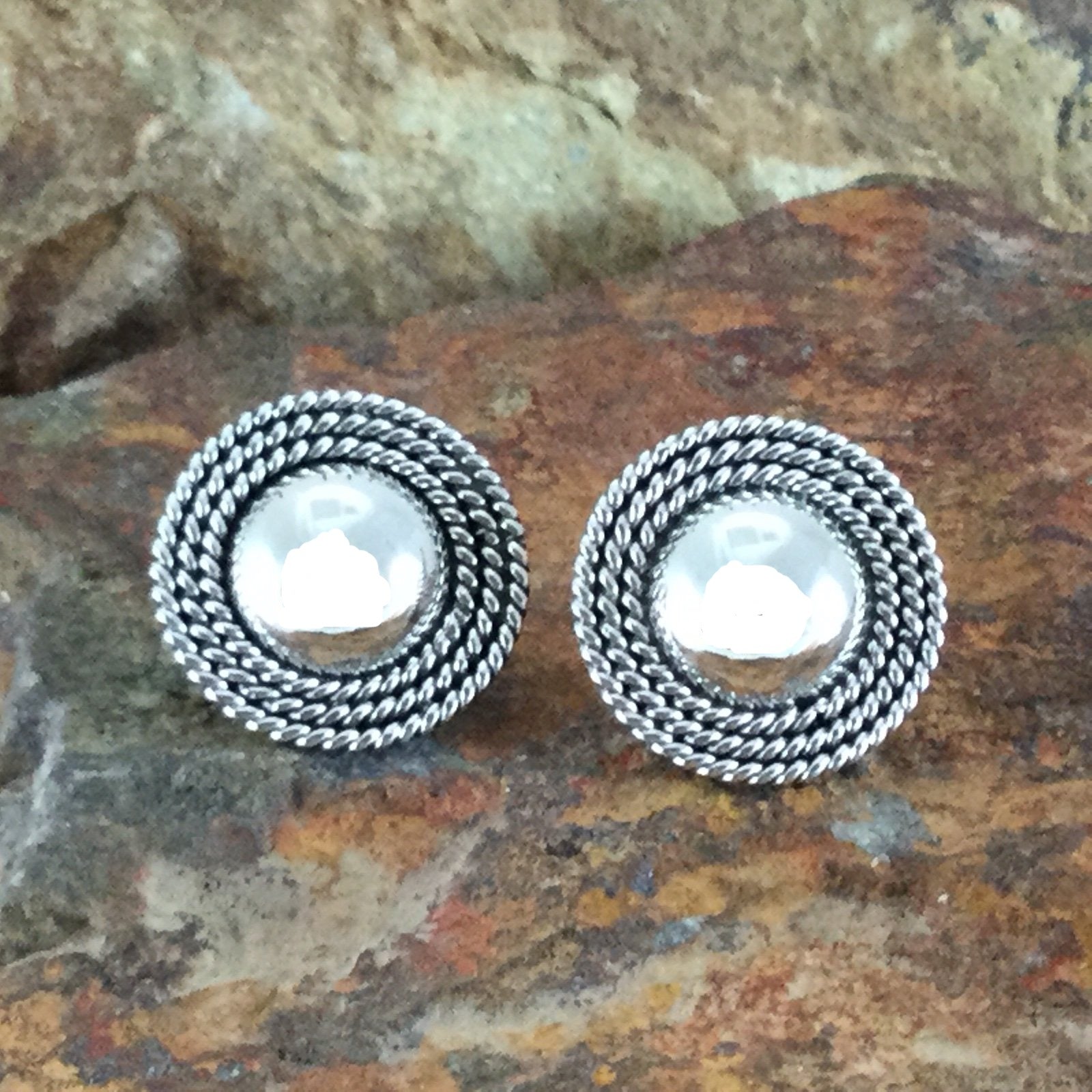 Traditional Sterling Silver Earrings by Artie Yellowhorse