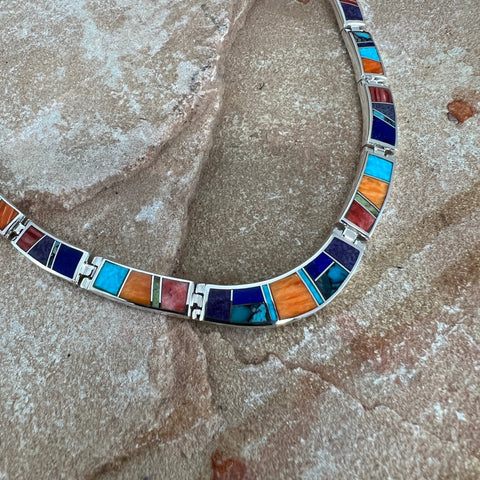 David Rosales Indian Summer Inlay Sterling Silver Necklace