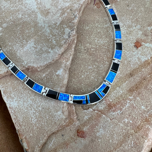David Rosales Black Beauty Inlay Sterling Silver Necklace