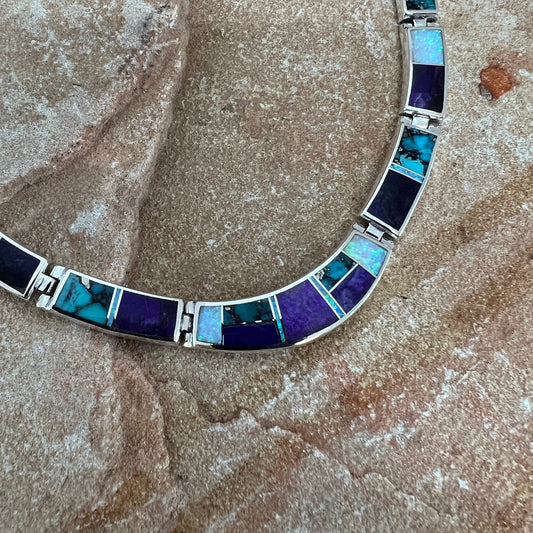 David Rosales Shalako Inlaid Sterling Silver Necklace