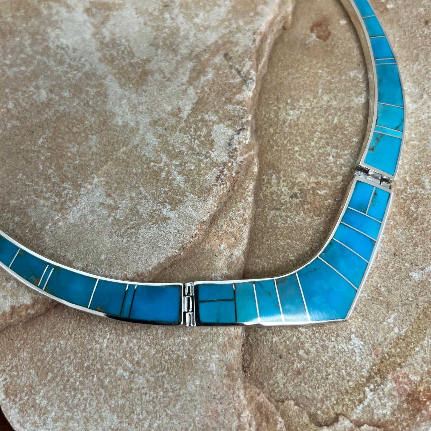 David Rosales Arizona Blue Fancy Inlay Sterling Silver Necklace