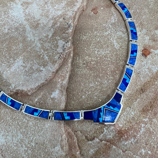 David Rosales Blue Sky Fancy Inlaid Sterling Silver Necklace