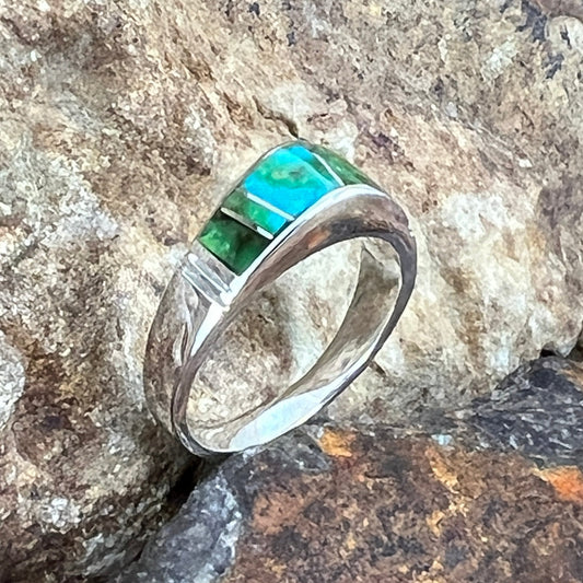 David Rosales Sonoran Gold Inlaid Sterling Silver Ring