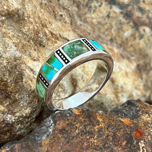 David Rosales Sonoran Gold Inlaid Sterling Silver Ring