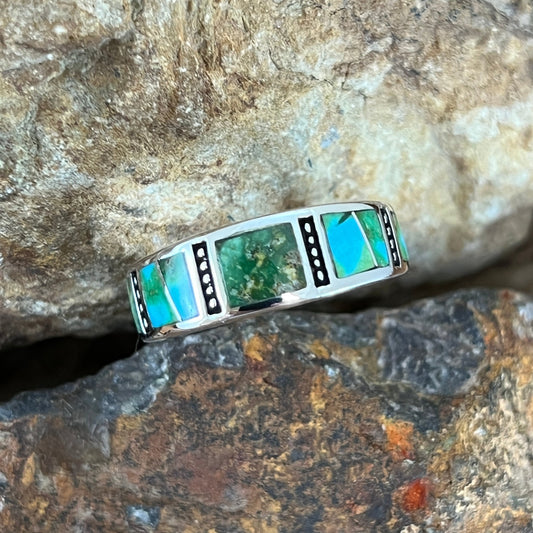 David Rosales Sonoran Gold Inlaid Sterling Silver Ring