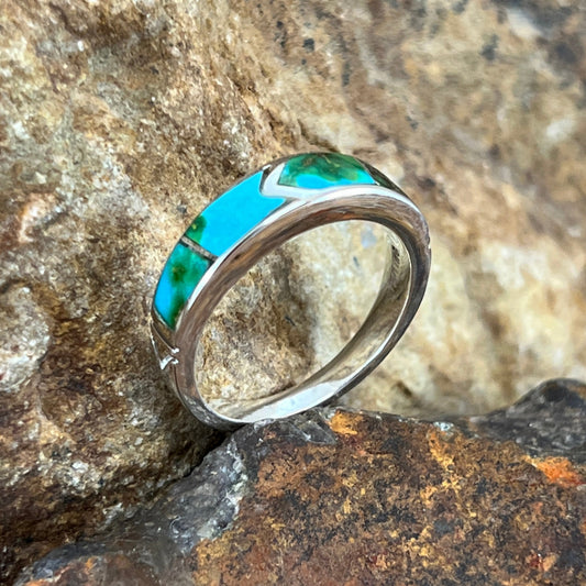 David Rosales Sonoran Gold Inlaid Sterling Silver Ring