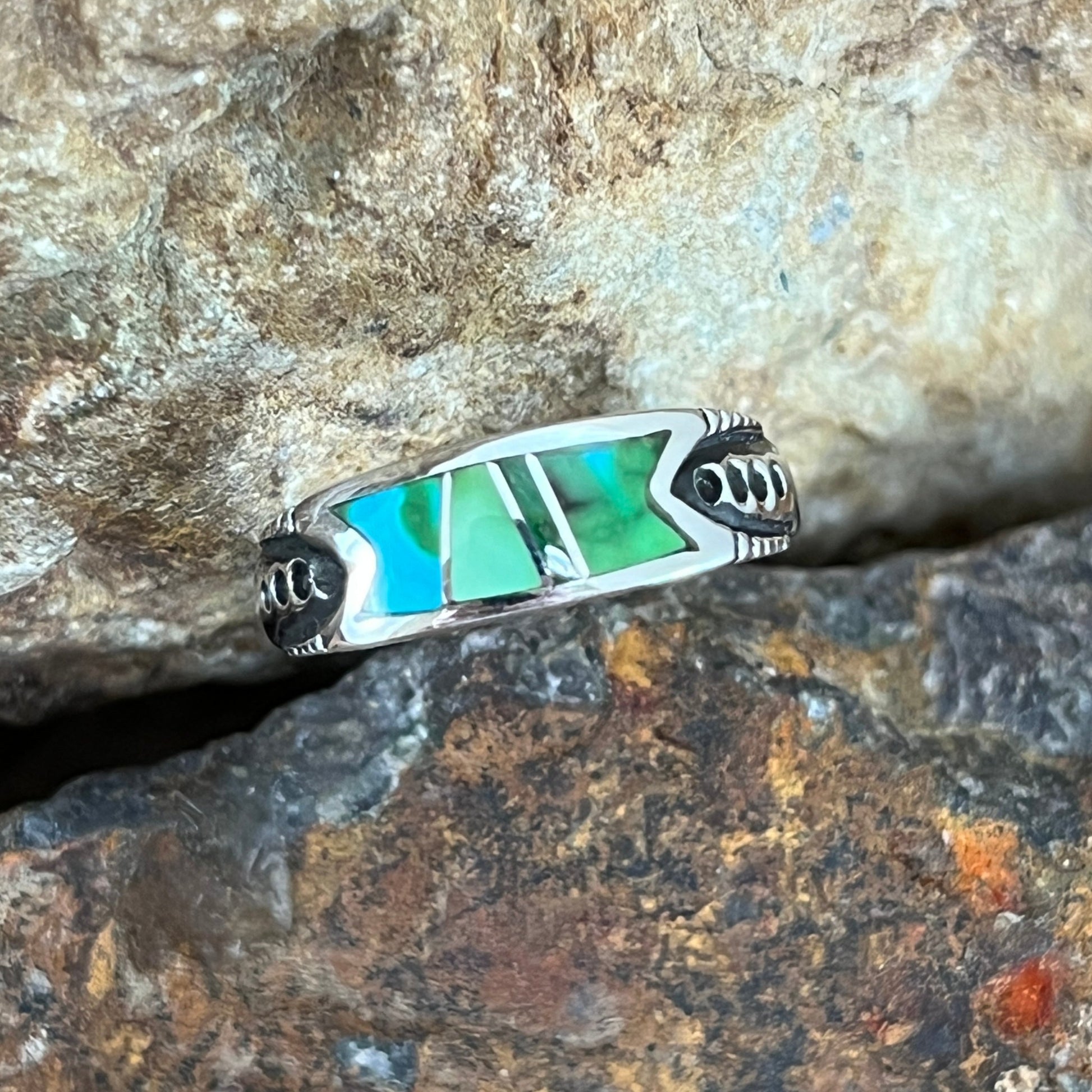 David Rosales Sonoran Gold Inlaid Sterling Silver Ring