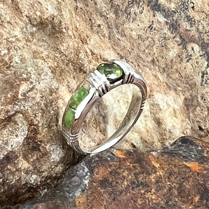 David Rosales Sonoran Gold Inlaid Sterling Silver Ring w/ Peridot