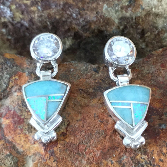 David Rosales Amazing Light Inlaid Sterling Silver Earrings