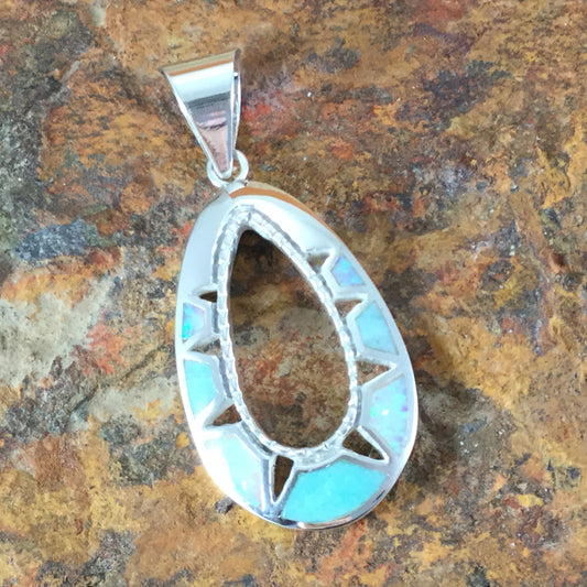 David Rosales Amazing Light Inlaid Sterling Silver Pendant