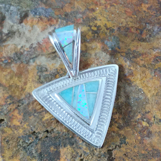David Rosales Amazing Light Inlaid Sterling Silver Pendant