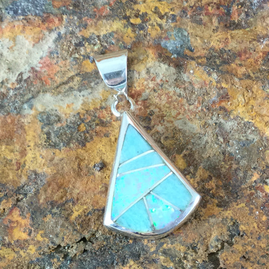 David Rosales Amazing Light Inlaid Sterling Silver Pendant