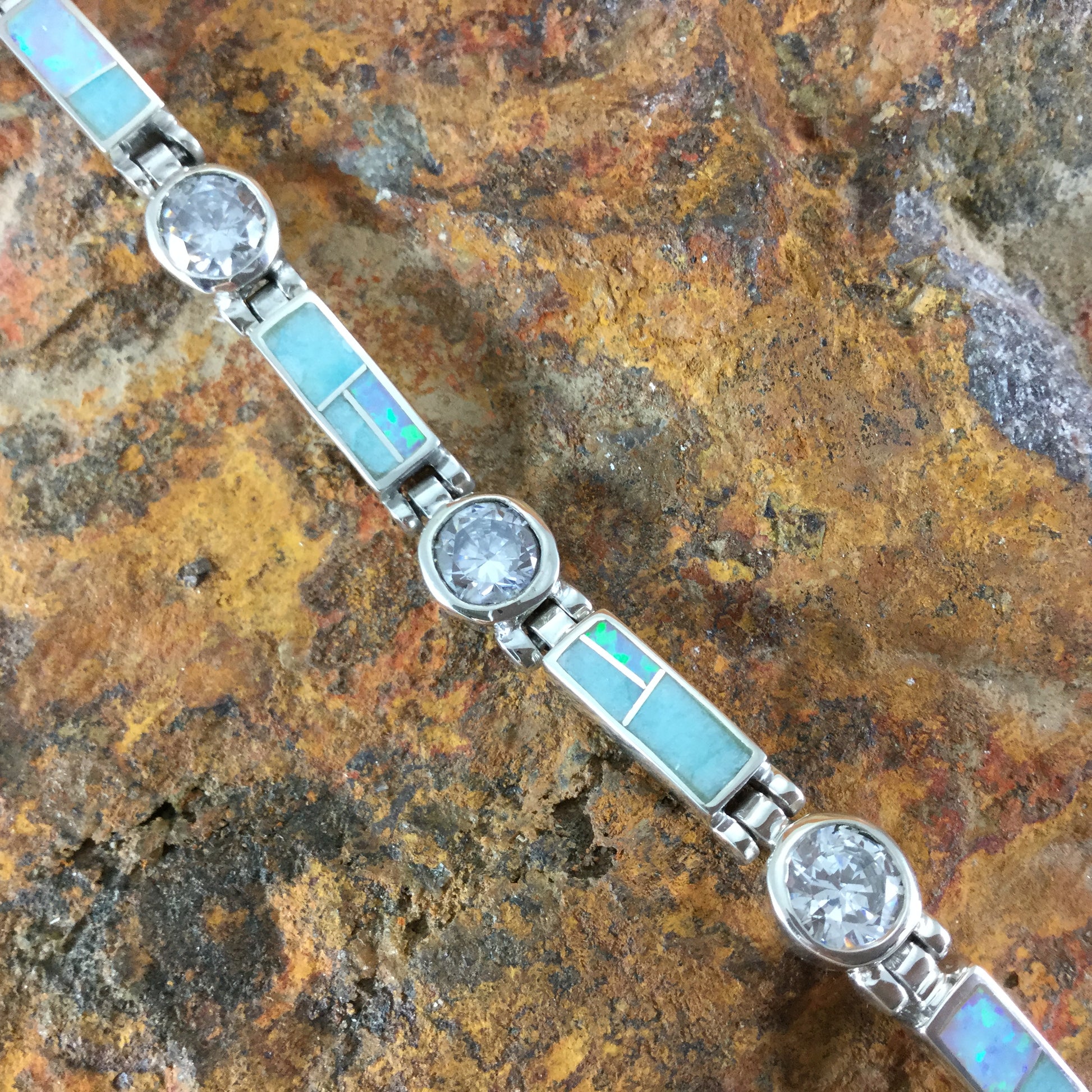 David Rosales Amazing Light Inlaid Sterling Silver Bracelet