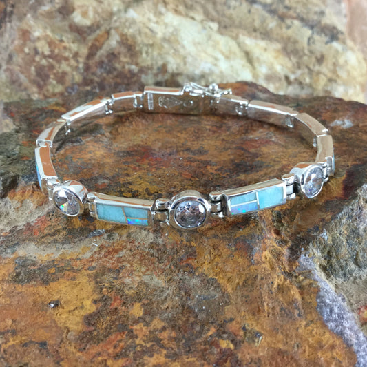 David Rosales Amazing Light Inlaid Sterling Silver Bracelet