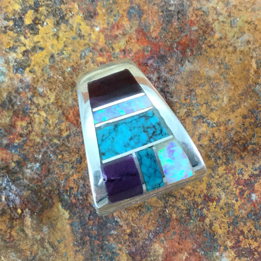 David Rosales Shalako Inlaid Sterling Silver Pendant