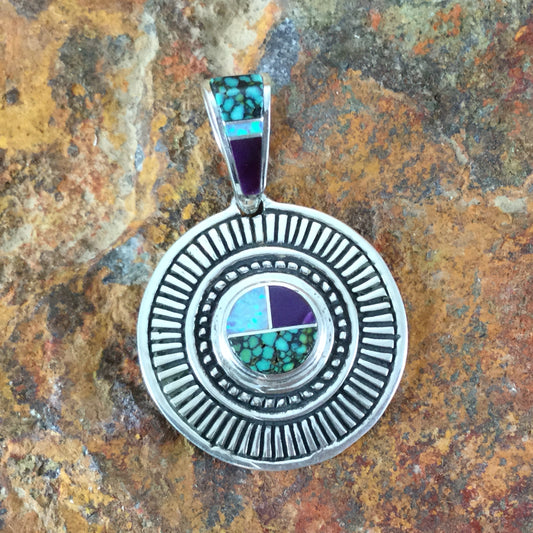 David Rosales Shalako Inlaid Sterling Silver Pendant
