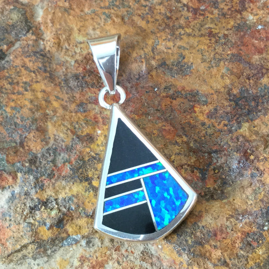 David Rosales Black Beauty Inlaid Sterling Silver Pendant