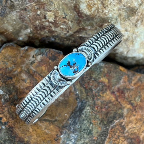 Golden Hill Turquoise Sterling Silver Bracelet by June Delgarito