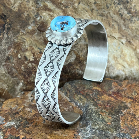 Golden Hill Turquoise Sterling Silver Bracelet by Eddie Secatero