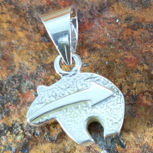 David Rosales Arizona Blue Inlaid Sterling Silver Pendant Little Bear