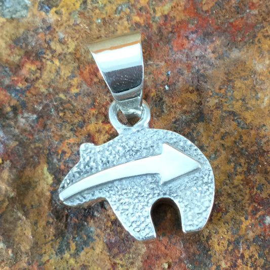 David Rosales Rosarita Inlaid Sterling Silver Pendant Little Bear