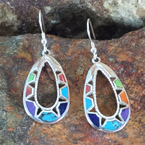 David Rosales Indian Summer  Inlaid Sterling Silver Earrings