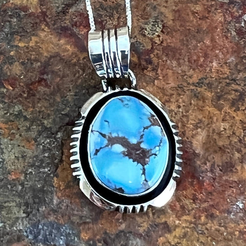 Golden Hill Turquoise Sterling Silver Pendant by Wil Denetdale