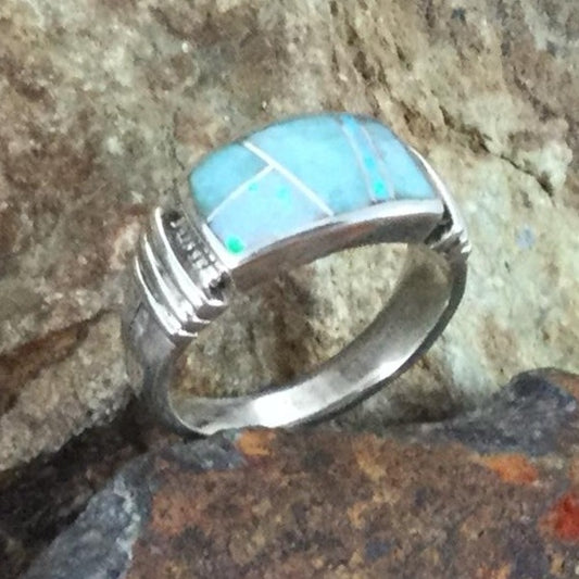 David Rosales Amazing Light Inlaid Sterling Silver Ring