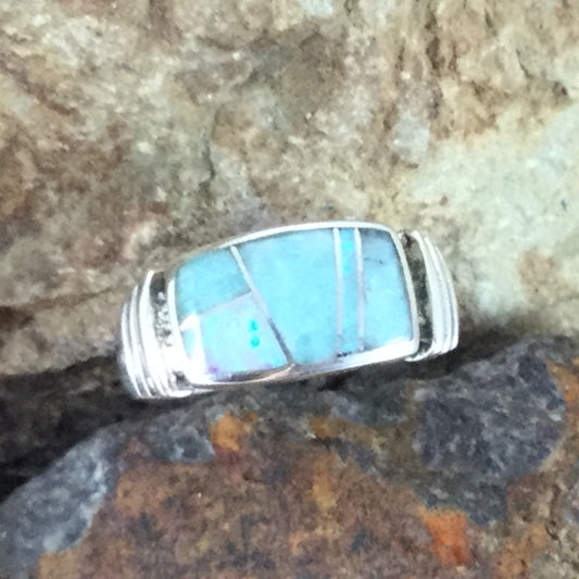 David Rosales Amazing Light Inlaid Sterling Silver Ring