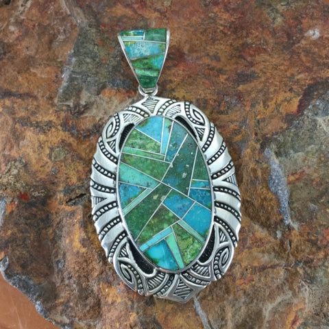 David Rosales Sonoran Gold Inlaid Sterling Silver Pendant