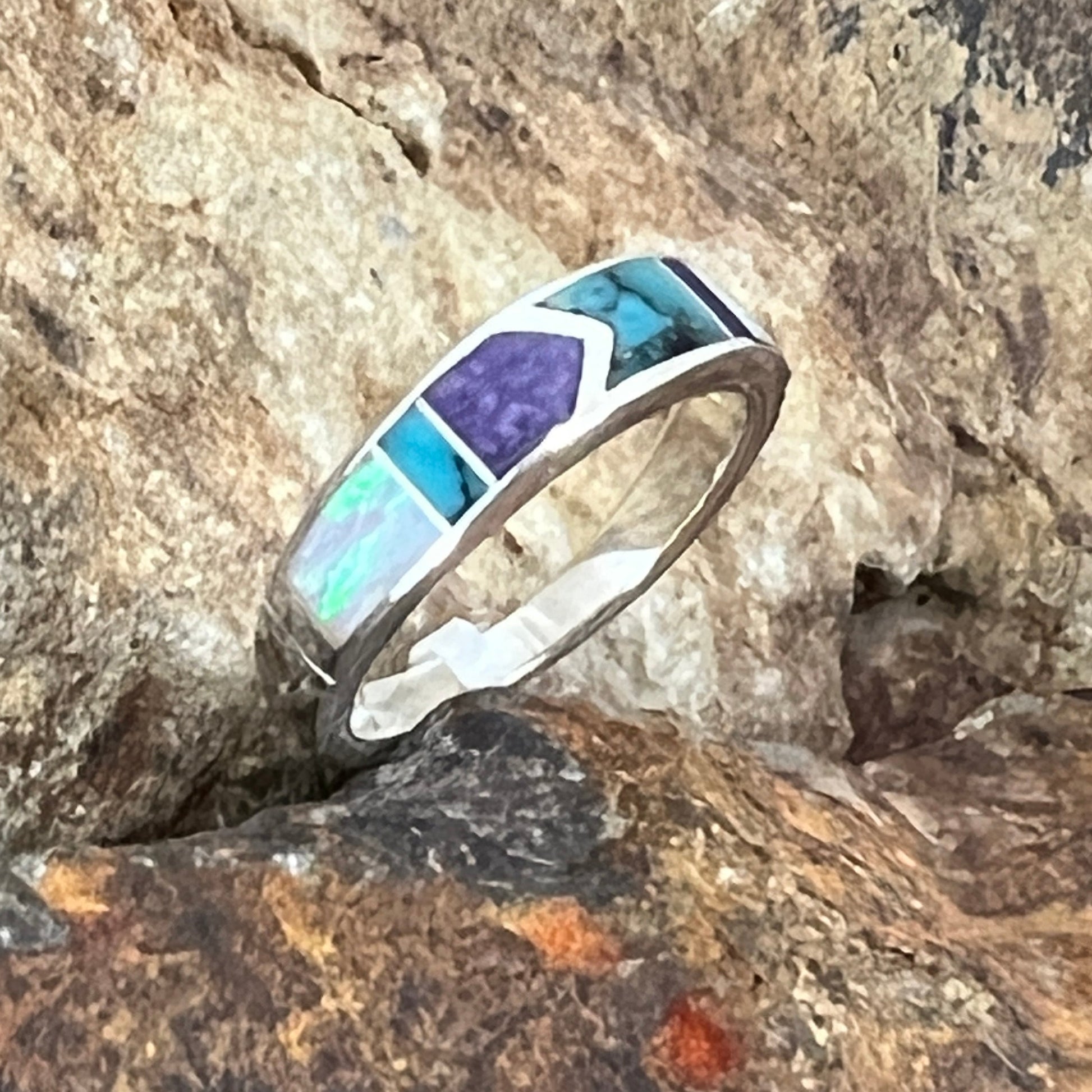 David Rosales Shalako Inlaid Sterling Silver Ring