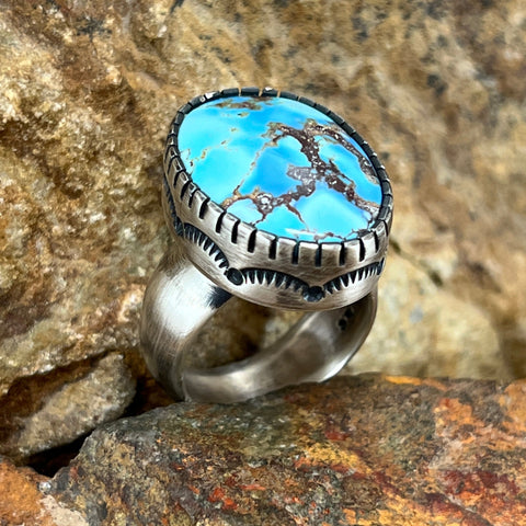 Golden Hill Turquoise Sterling Silver Ring by Diane Wylie SIZE 6.5