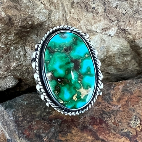 Sonoran Gold Turquoise Sterling Silver Ring by Bernyse Chavez Size 7