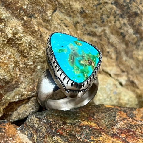Sonoran Gold Turquoise Sterling Silver Ring by Diane Wylie Size 7