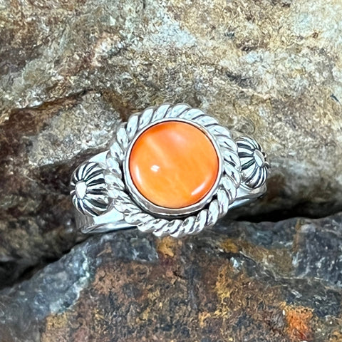 Spiny Oyster Sterling Silver Ring by Artie Yellowhorse Size 6