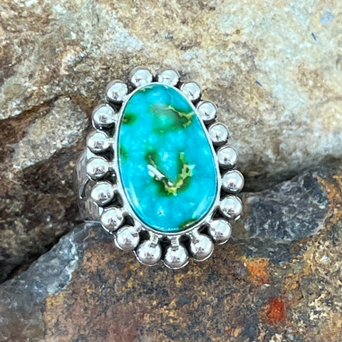 Sonoran Gold Turquoise Sterling Silver Ring by Artie Yellowhorse Size 7.25