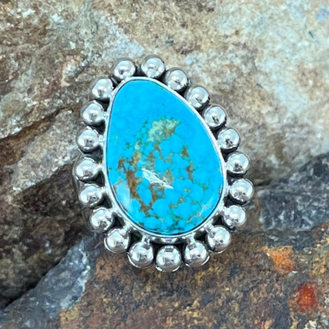 Kingman Turquoise Sterling Silver Ring by Artie Yellowhorse Size 6