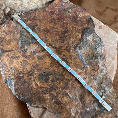 David Rosales Amazing Light Inlaid Sterling Silver Link Bracelet