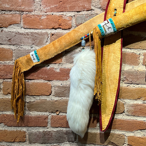 Buckskin Quiver, Bow and Arrows by Russ Kruse