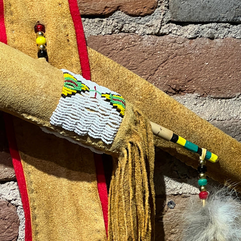 Buckskin Quiver, Bow and Arrows by Russ Kruse