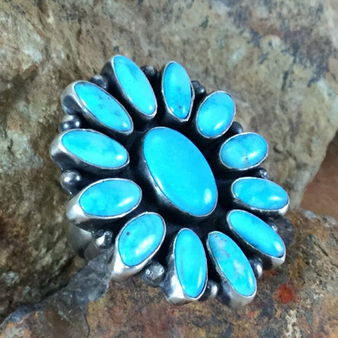 Campitos Turquoise Sterling Silver Ring by Ella Peters Size 8
