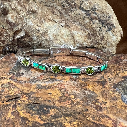 David Rosales Sonoran Gold Inlaid Sterling Silver Big Link Bracelet