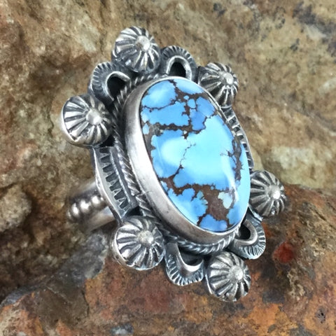 Golden Hill Turquoise Sterling Silver Ring by Philbert Secatero Size 7