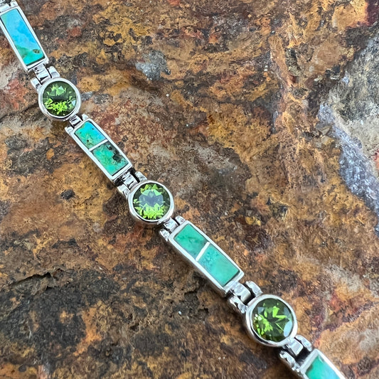 David Rosales Sonoran Gold Inlaid Sterling Silver Big Link Bracelet