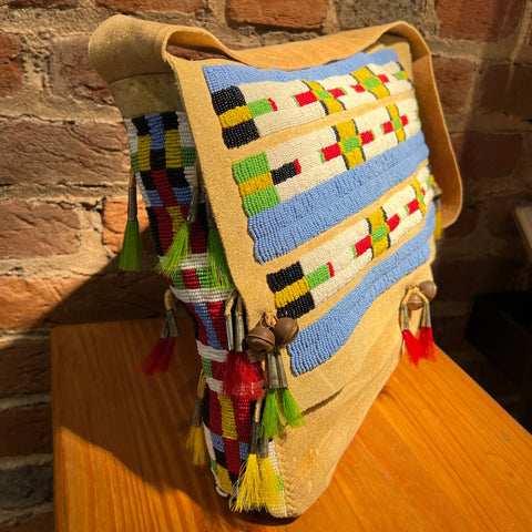 Plains Style Leather Beaded Bag by Russ Kruse