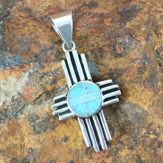 David Rosales Amazing Light Inlaid Sterling Silver Pendant