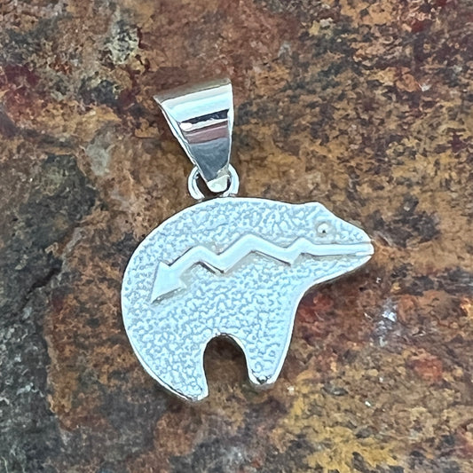 David Rosales Sonoran Gold Inlaid Sterling Silver Pendant Bear