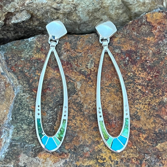 David Rosales Sonoran Gold Inlaid Sterling Silver Earrings