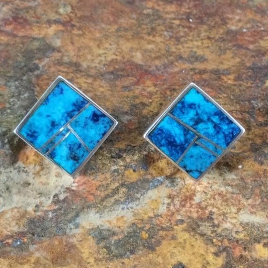 David Rosales Western Skies Inlaid Sterling Silver Earrings NEW